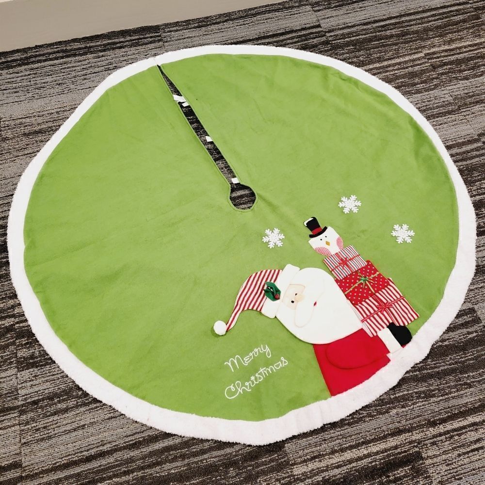 St. Nick's Choice Felt Embroidered Merry Christmas Tree Skirt 55" Diameter